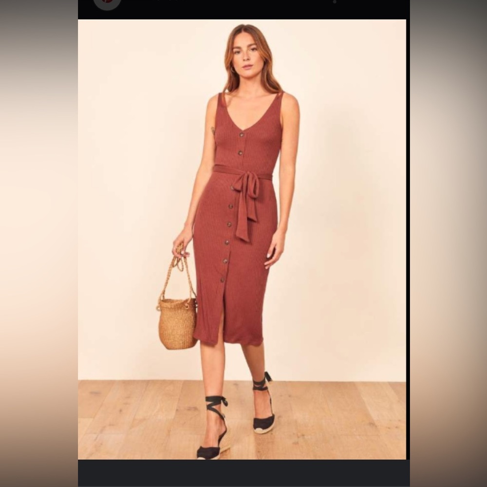 Reformation Mere midi ribbed dress - Large